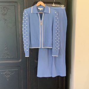 St John periwinkle pant suit